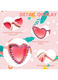 فيسيدي نظارات شمسية على شكل قلب للنساء، نظارات شمسية عصرية من Diamond Love، إطار مرصع بالكريستال B2318 للحفلات  - Image 3