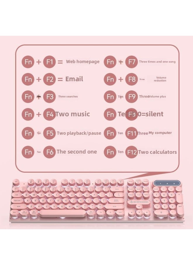 Ultra-thin Silent Wired Keyboard Gaming Notebook Luminous Blue Pink Girls Retro Punk Office Mechanical Feel-Color:Dream Black [upgraded Version] Single Keyboard✧