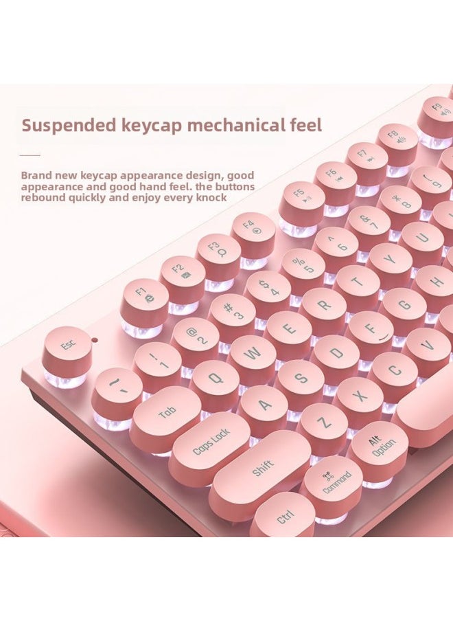 Ultra-thin Silent Wired Keyboard Gaming Notebook Luminous Blue Pink Girls Retro Punk Office Mechanical Feel-Color:Dream Black [upgraded Version] Single Keyboard✧