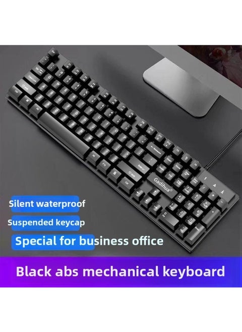 Ultra-thin Silent Wired Keyboard Gaming Notebook Luminous Blue Pink Girls Retro Punk Office Mechanical Feel-Color:Dream Black [upgraded Version] Single Keyboard✧