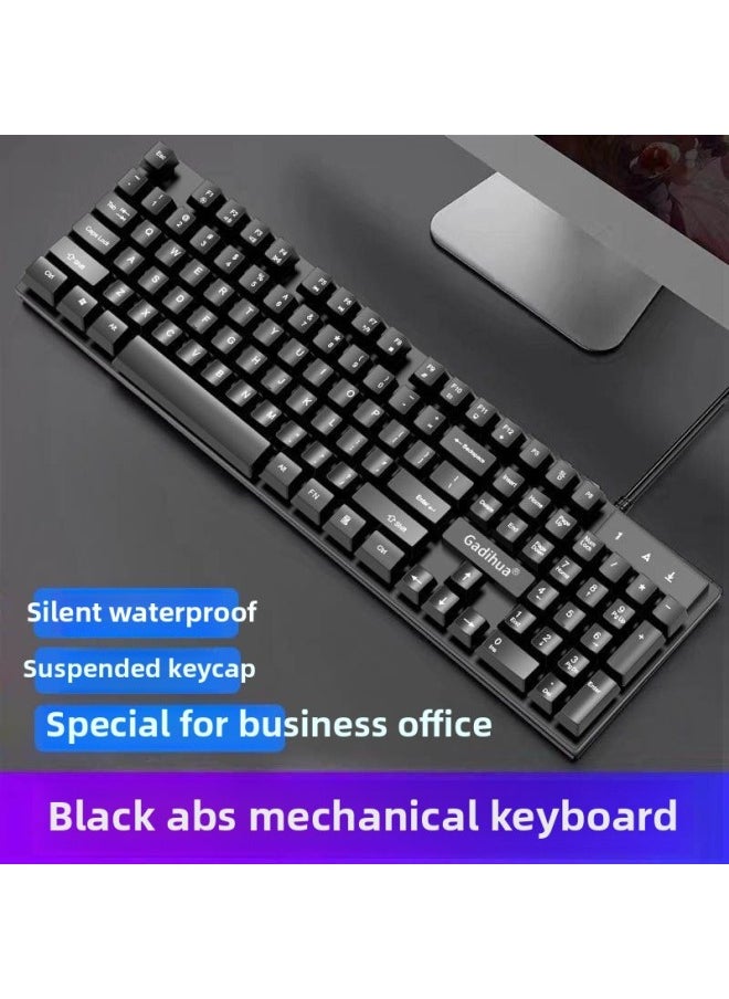 Ultra-thin Silent Wired Keyboard Gaming Notebook Luminous Blue Pink Girls Retro Punk Office Mechanical Feel-Color:Dream Black [upgraded Version] Single Keyboard✧