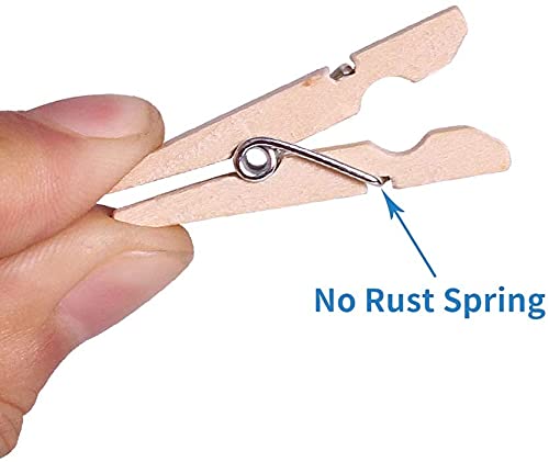 Infiprises 100 Pieces Mini Natural Wooden Clips with 50 Mtr Jute Twine MultiFunction Mini Clothespins Photo Paper Peg Pin Craft Clip Jute Rope 165 Feet for Home Arts Crafts Decor DIY Decoration Photo Hanging - Image 5