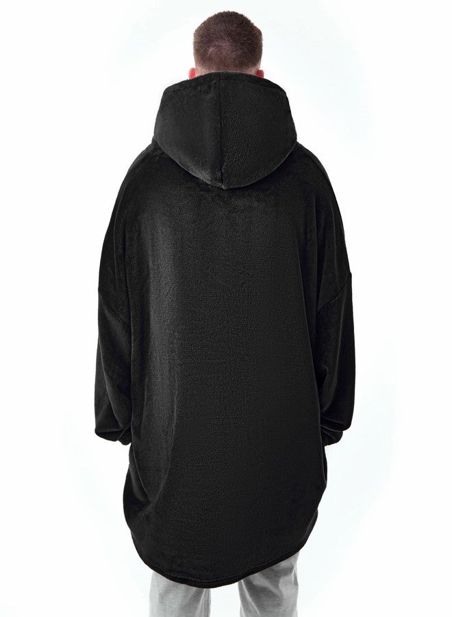 Star Trek Mens Wearable Blanket Hoodie | Adults Hooded Pullover Sherpa Fleece in Black with Embroidered Logo - Image 3