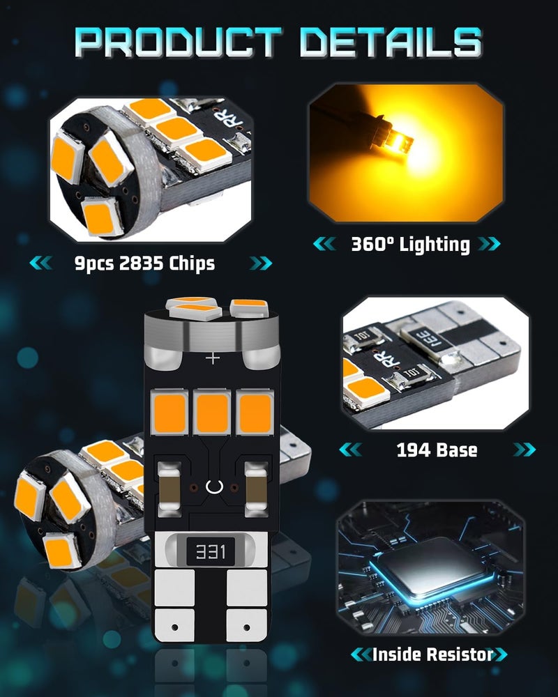 Alopee 4-Pack Amber LED Car Bulbs - Image 3