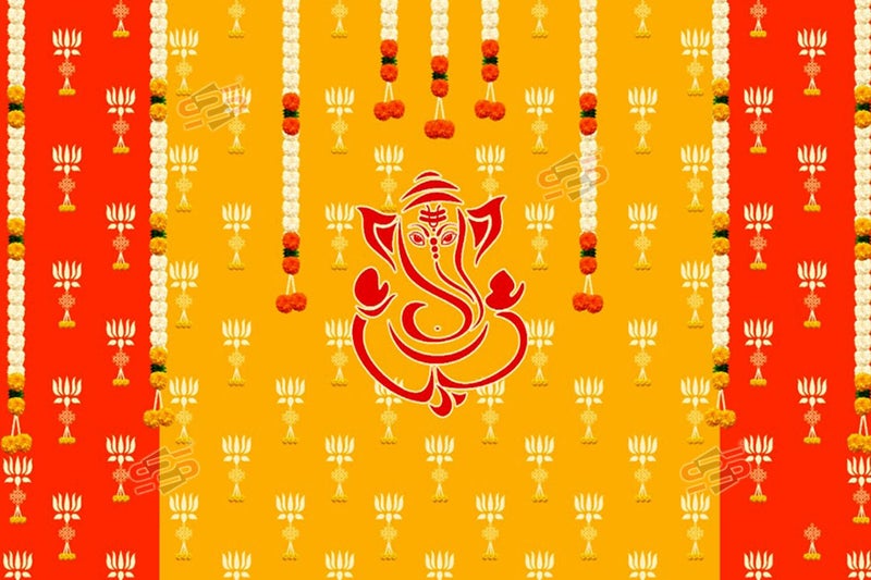 S2S Backdrop Cloth for Pooja Decoration Traditional Background Curtain Cloth for Festival Fabric (Kamlam Ganesha) (Pack of 1) - Image 3