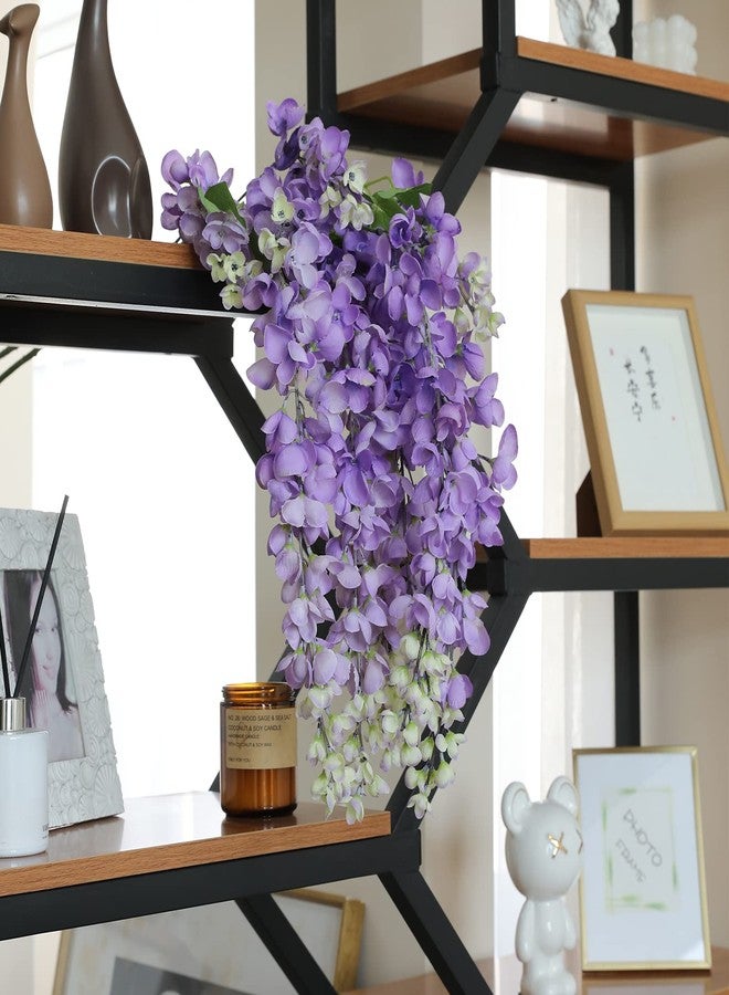 dallisten Dailisen 3 Strands 40'' Silk Purple Wisteria Artificial Flowers, Fake Wisteria Floral Hanging Plant Garland, for Home Decor, Party, Floor Vase, Balcony, Wedding Arrangement Decoration (Purple) - Image 5