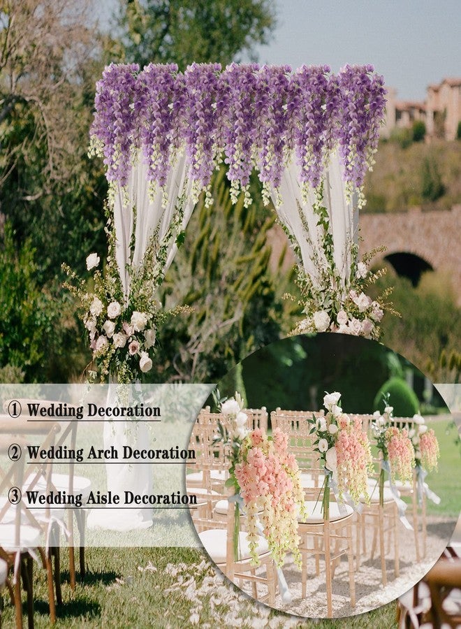 dallisten Dailisen 3 Strands 40'' Silk Purple Wisteria Artificial Flowers, Fake Wisteria Floral Hanging Plant Garland, for Home Decor, Party, Floor Vase, Balcony, Wedding Arrangement Decoration (Purple) - Image 4