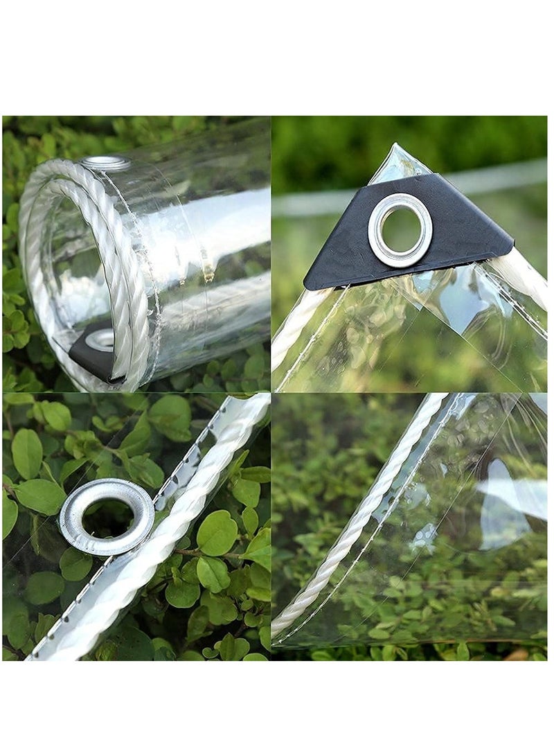 Excefore Glass Clear Tarpaulin Heavy Duty Tarp with Reinforced Eyelets, Thick PVC Waterproof Transparent Tarpaulin, Premium Quality Cover Tarp for Outdoor Camping Sheet - Image 4