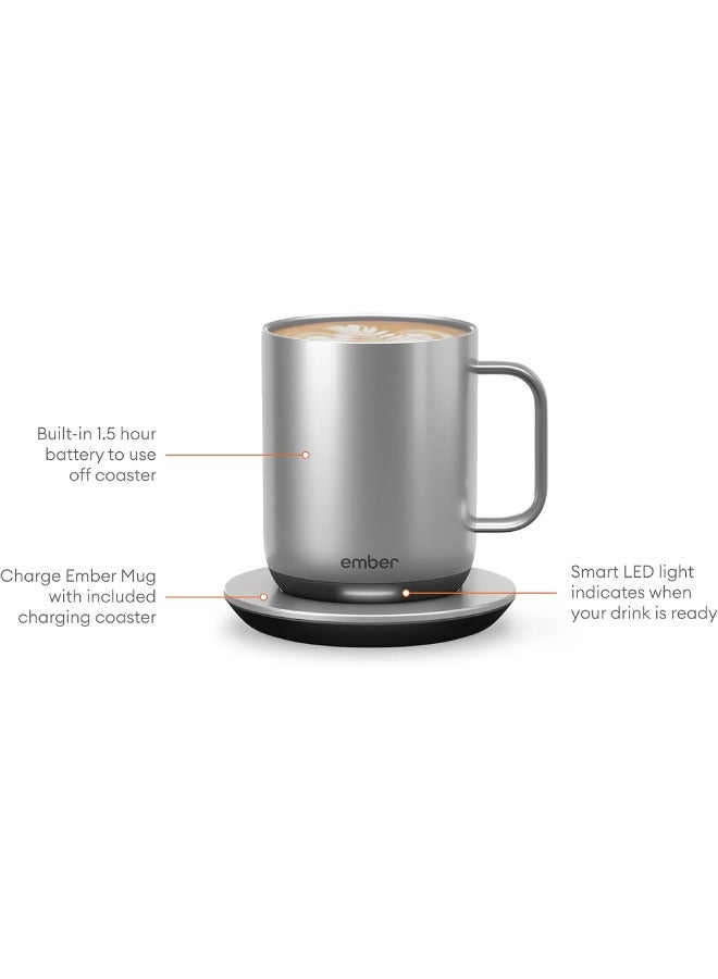Ember Mug 2 10OZ / 295ML | Temperature Control Mug, Vacuum Insulated Stainless Steel Smart Cup for Coffee, Tea, Water, 90Min Battery Life, ioS/Android - Metallic Stainless Steel - Image 3