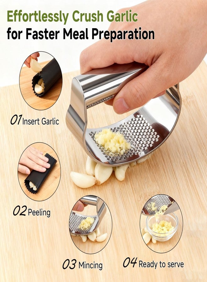 BOKKY Garlic Press Rocker Set Stainless Steel And All-in-One Kitchen Vegetable Peeler, Premium peelers For Kitchen - Ideal For Potato, Apple, Carrot, Fruit And More - Image 4