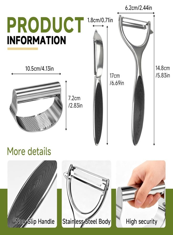 BOKKY Garlic Press Rocker Set Stainless Steel And All-in-One Kitchen Vegetable Peeler, Premium peelers For Kitchen - Ideal For Potato, Apple, Carrot, Fruit And More - Image 2