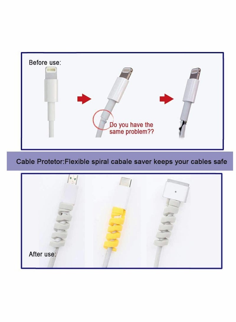Excefore 24 Pieces Charger Cable Saver, Silicone Flexible Wire Protector, Data Lines Cable Protector, Wire Repair, Type-C Cord Protector Headphone Adapter Saver Spiral Wrap Strain Relief Sleeve - Image 5
