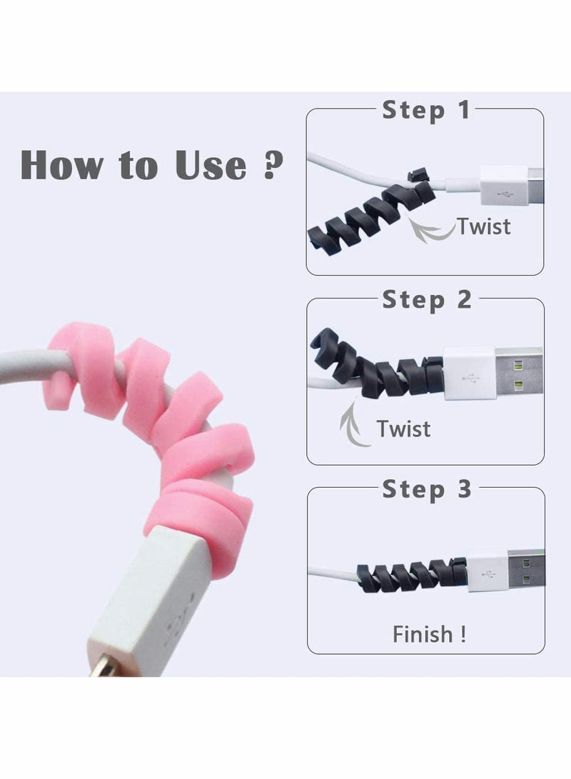 Excefore 24 Pieces Charger Cable Saver, Silicone Flexible Wire Protector, Data Lines Cable Protector, Wire Repair, Type-C Cord Protector Headphone Adapter Saver Spiral Wrap Strain Relief Sleeve - Image 4