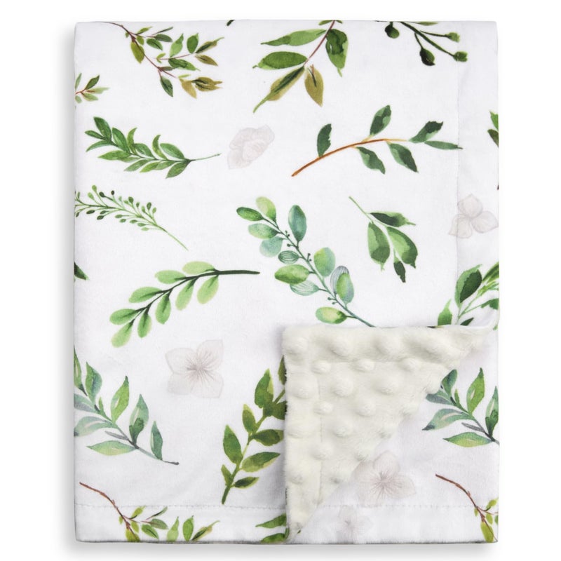 BORITAR Floral Leaf Baby Blanket for Boys Girls Super Soft Double Layer Minky with Dotted Backing for Nursery Stroller Crib Bed Newborns Spring Summer Fresh Design 30 x 40 Inch75x100cm