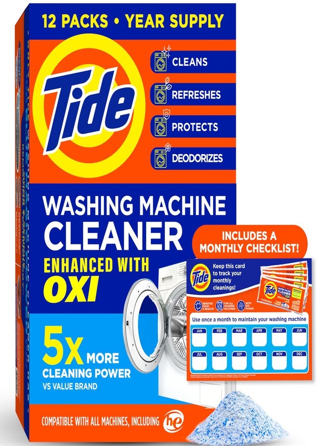Tide MADE BY NEHEMIAH Washing Machine Cleaner by Tide with Oxi for Front and Top Loader Washer Machines, Deep Cleaning Residue & Odor Eliminator, 12 Month Supply (Packaging May Vary) + Calendar - Image 1
