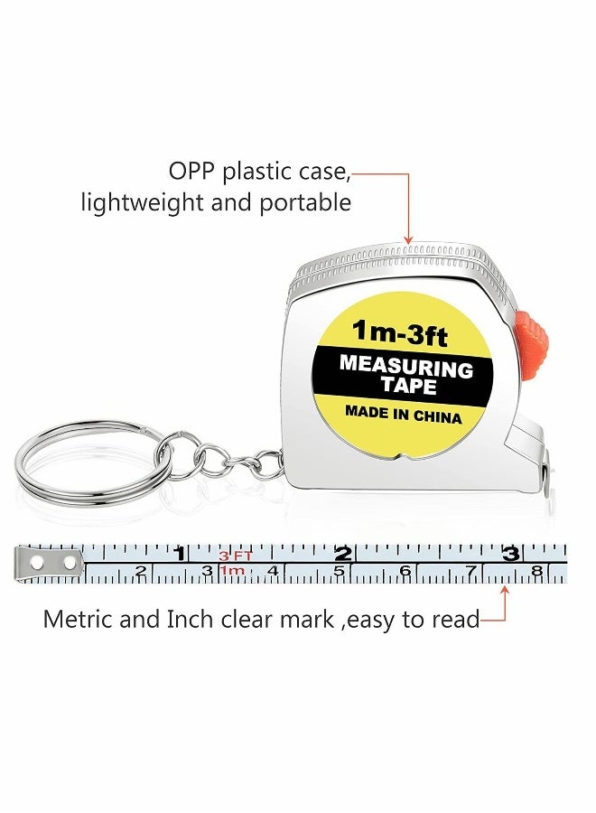 Tape Measure Keychains, 12 Pcs 1.57 Inch Mini Tape Measure Keychain Functional Small Pocket Retractable Measuring Tape with Stable Slide Lock - Image 3