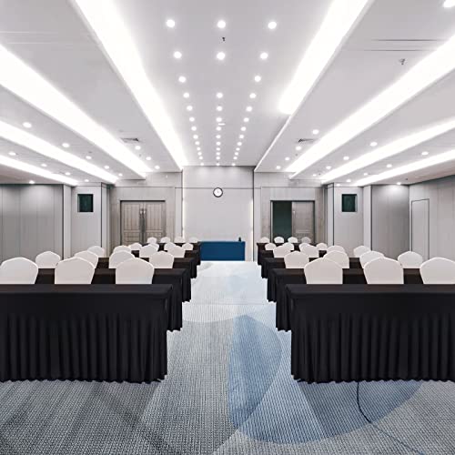 BDDC Table Skirts for Rectangle Tables 8ft - One-Piece Black Tablecloths and Skirt, Wrinkle Resistant Ruffles Elastic Cover for Banquets, Weddings, Events, Parties - Image 5