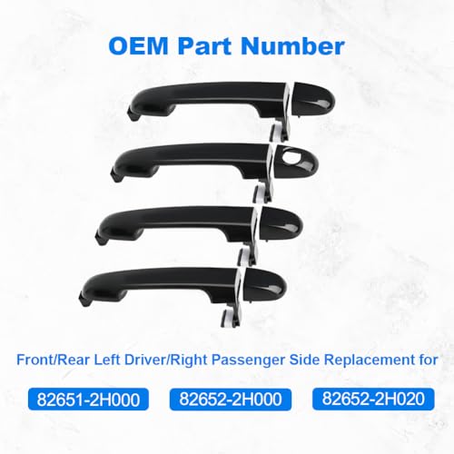 JDMON Black Exterior Door Handles Replacement for Hyundai Elantra 20062012 Front Rear Left Driver Right Passenger Side Outside Outer Handle Set Replacement for 826512H000 826522H000 826522H020 - Image 3