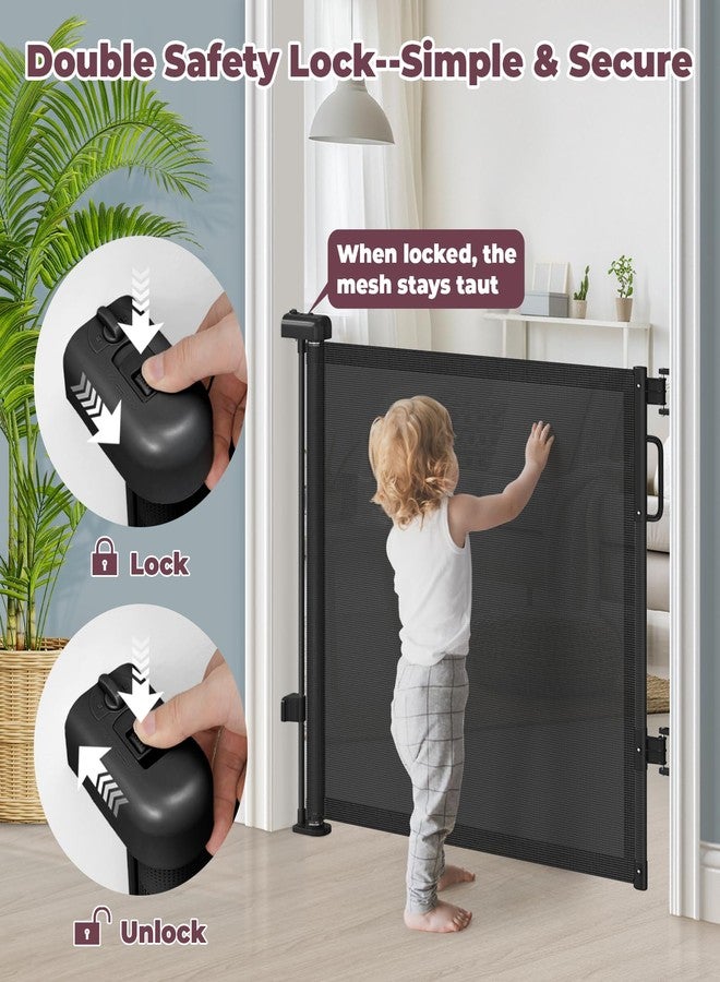 cideny Retractable Baby Gate, Mesh Dog Gate for Doorways, Hallways, Stairs, Indoor & Outdoor, Extends up to 55" Wide, Black - Image 4