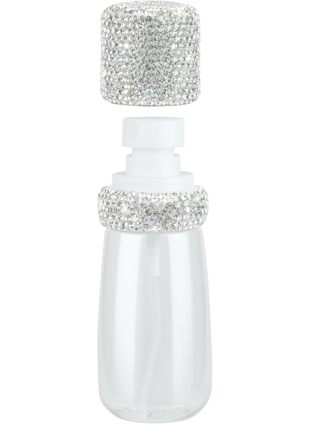 KEYPOWER - KEYPOWER Portable Small Bling Crystal Refillable Toner Atomizer Bottle,Travel Refillable Makeup Lotion Spray Bottle Scent Pump Case 2oz (White) - Image 1