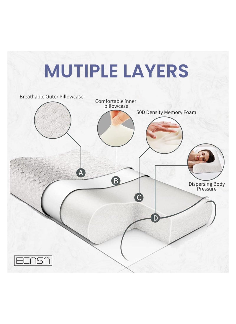 ELTRAZONE - Memory Foam Neck Pillow, Contour Memory Foam Side and Back Sleepers Bed Pillow- Sleeping Pillows for Adults - Image 1