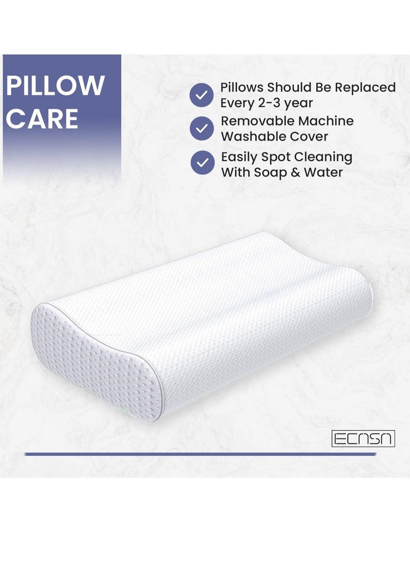 ELTRAZONE - Memory Foam Neck Pillow, Contour Memory Foam Side and Back Sleepers Bed Pillow- Sleeping Pillows for Adults - Image 1