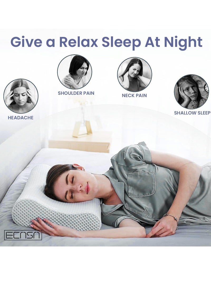 ELTRAZONE - Memory Foam Neck Pillow, Contour Memory Foam Side and Back Sleepers Bed Pillow- Sleeping Pillows for Adults - Image 1