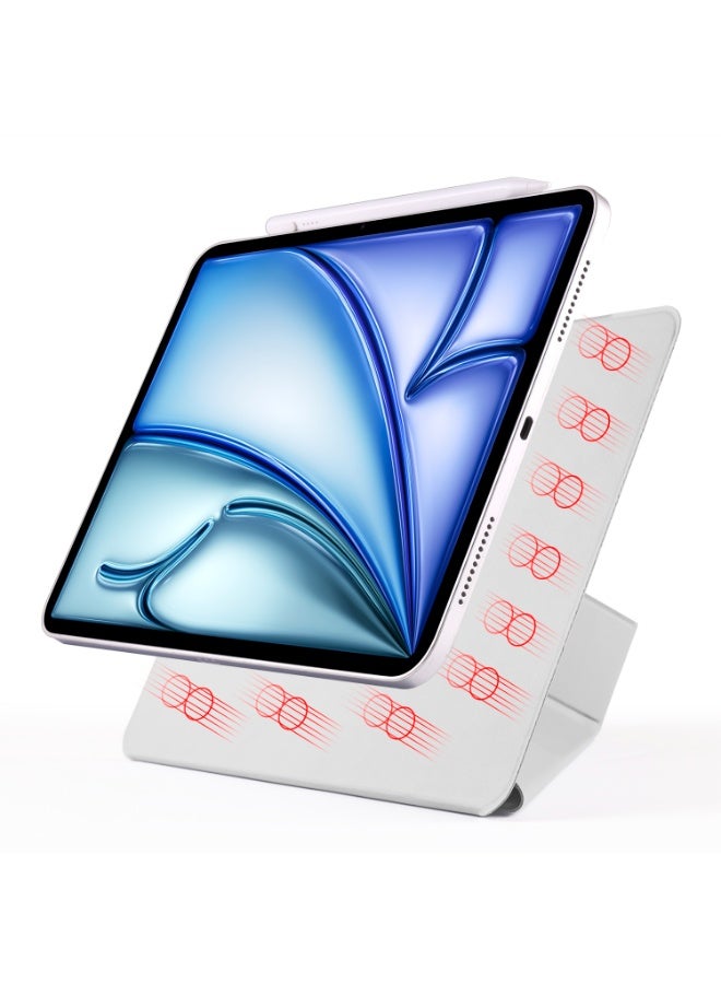 magnatic Case for iPad iPad Air 13 Inch Case M2 2024/iPad Pro 12.9 6th/5th/4th Generation 2022/2021/2020 with Pencil Holder, Clear Transparent Back Shell Slim Stand Shockproof Tablet Cover, Auto Wake/Sleep (Grey - Image 5