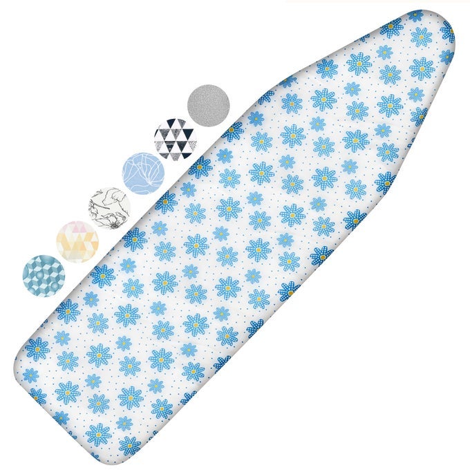 IRONING BOARD COVER AND PAD 21X57 EXTRA LARGE THICK IRON PADDING SCORCH STAIN RESISTANT IRONING BOARD COVER HEAVY DUTY IRON BOARD PADDED WITH ADJUSTABLE FASTENERS DURABLE ELASTIC EDGE DAISY