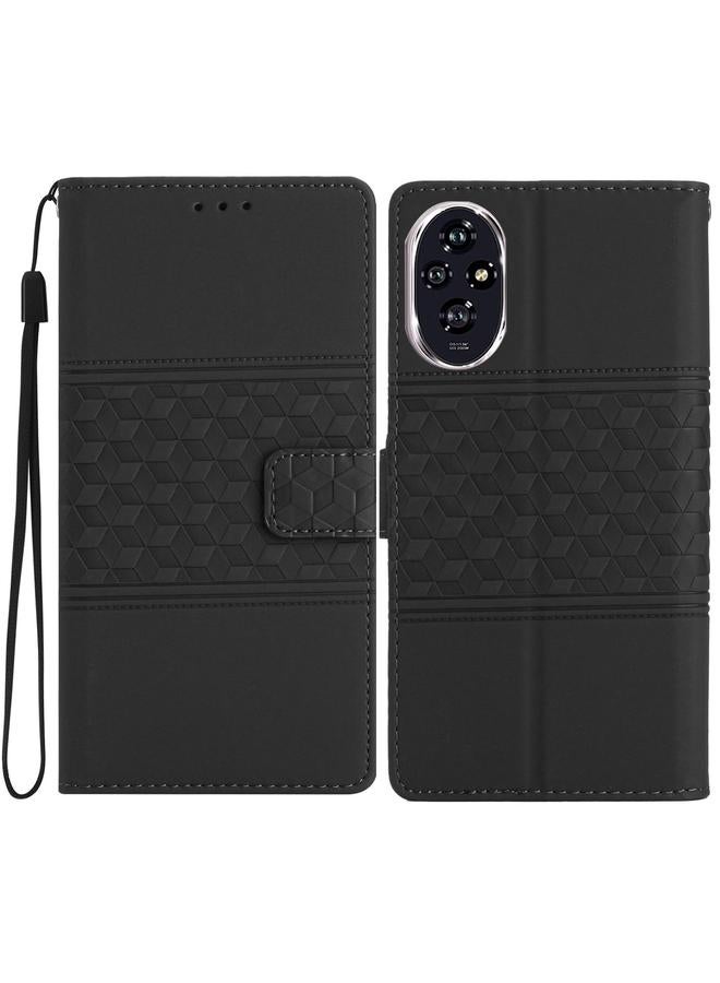 Green Tiger Case For Honor 200 Diamond Embossed Skin Feel Leather Phone Case - Image 1