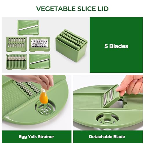 SUSTEAS Salad Spinner Large, Vegetables Wash Bowl, Fruits & Herb Lettuce Dryer with 5 Blade Slicer Egg Yolk Strainer Shredder for Efficient Salad Preparation and Food Washing, 4.25Qt - Image 5