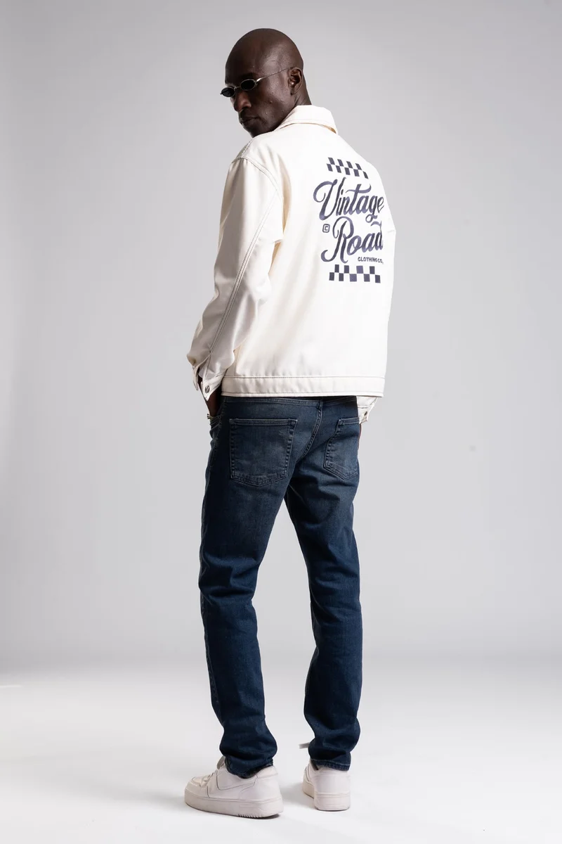 Catch Vintage Jacket with Embroidered Text Detail