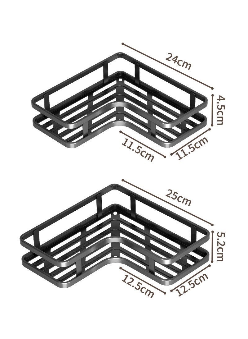 جايزهو الزاوية دش العلبة ، 2 حزمة لاصق دش الزاوية المنظم رفوف ، لا الحفر الفولاذ المقاوم للصدأ دش تخزين الرف مع السنانير و معجون الأسنان حامل للحمام ، النوم و المطبخ - Image 3