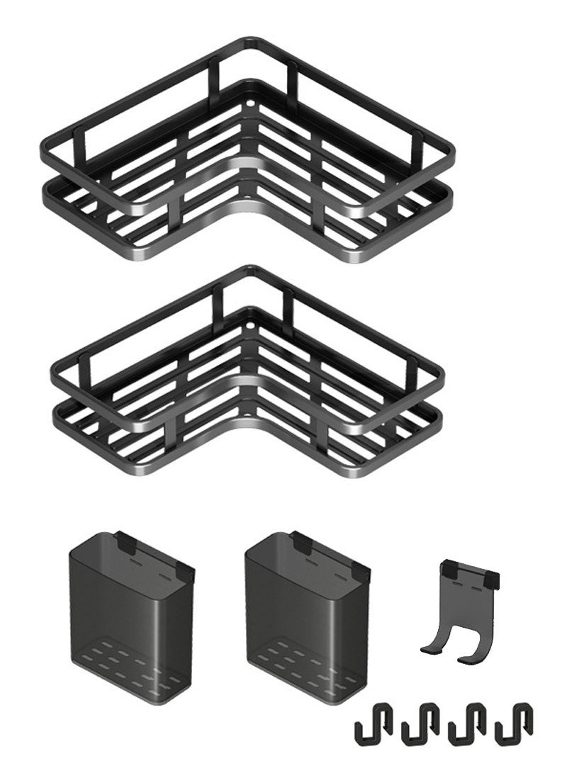 جايزهو الزاوية دش العلبة ، 2 حزمة لاصق دش الزاوية المنظم رفوف ، لا الحفر الفولاذ المقاوم للصدأ دش تخزين الرف مع السنانير و معجون الأسنان حامل للحمام ، النوم و المطبخ - Image 2