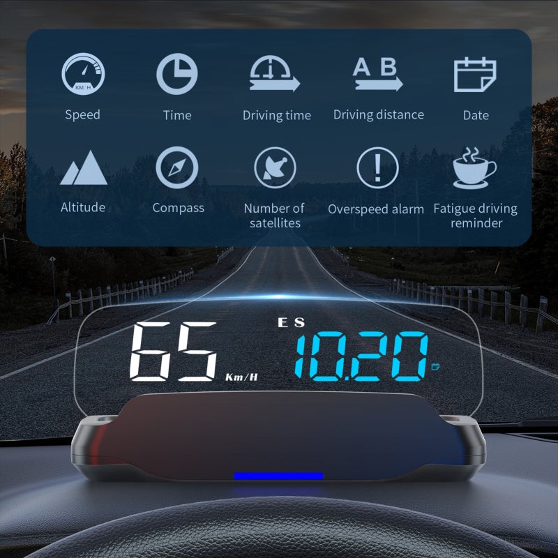 Heads-Up Display Digital Speedometer GPS Speedometer for Car Color Changing Ambient Light Displays Speed Direction Travel Time Distance Overspeed Alarm Fatigue Driving Reminder - Image 4