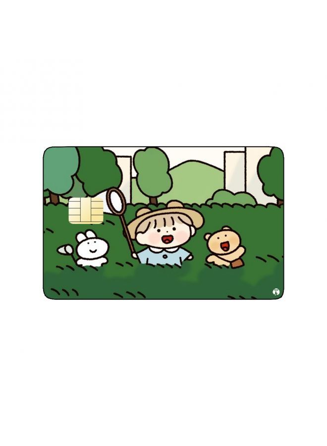 RKN PRINTED BANK CARD STICKER Cute Boy Drawing With Pets At Park - Image 2