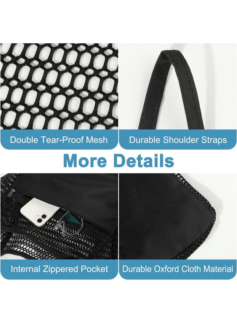 Large mesh beach bag with zipper, interior pocket, women's shoulder bag, bath bag, handbag, shopping bag, tote bag, beach tote bag - Image 3