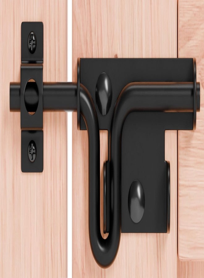 TRIPLE DEER Heavy Duty Sliding Bolt Gate Latch with Padlock Hole & Carriage Bolt, Slide Bolt Hardware for Wooden Fence/Yard Fence/Shed Door/Barn Door, Black, 1 Pack - Image 1