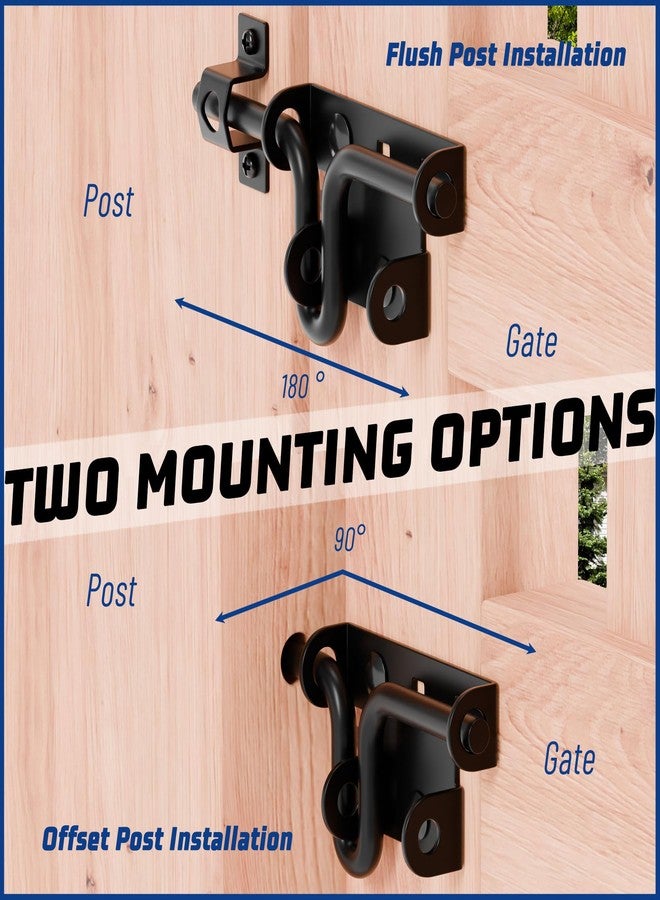TRIPLE DEER Heavy Duty Sliding Bolt Gate Latch with Padlock Hole & Carriage Bolt, Slide Bolt Hardware for Wooden Fence/Yard Fence/Shed Door/Barn Door, Black, 1 Pack - Image 3