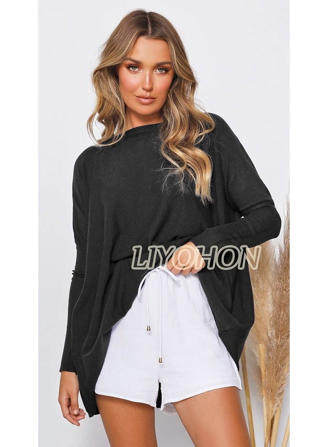 LIYOHON Oversized T Shirts for Women Tunic Tops to Wear with Leggings Long Sleeve Fall Sweaters Dressy Tops, 1yh-black, XXL - Image 4