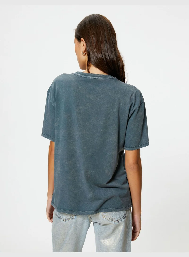 KOTON Regular Fit Crew Neck Short Sleeve Printed T-Shirt