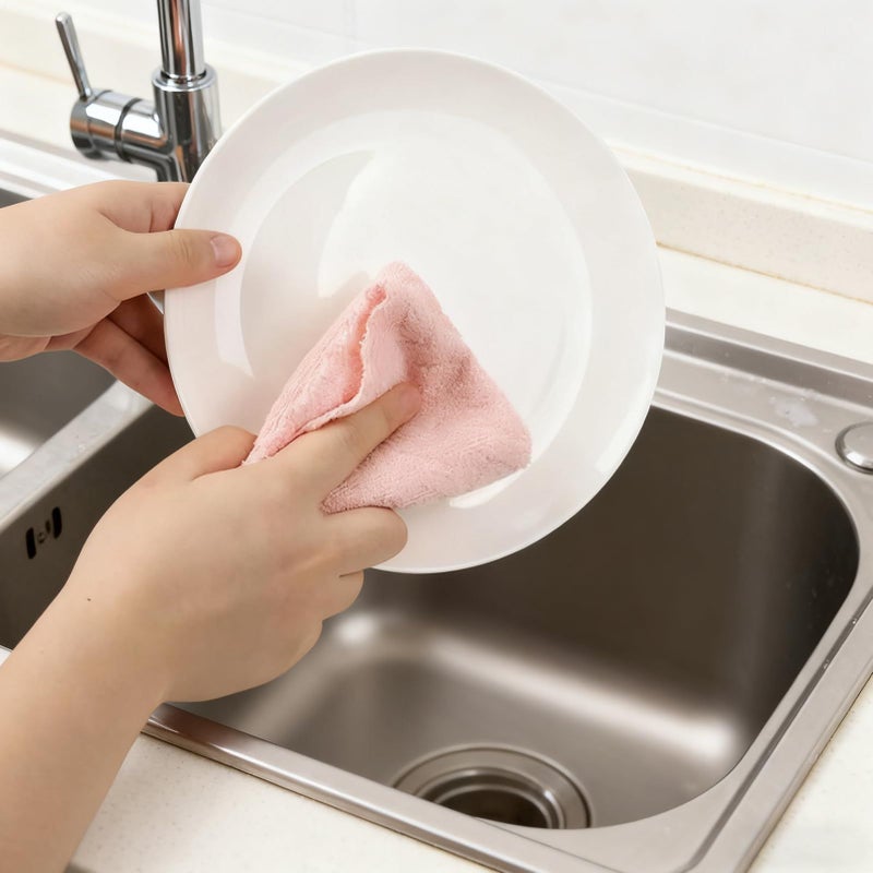Pink Microfiber Towel Roll 30 Pieces Reusable Ultra Absorbent for Home Car Office Cleaning - Image 3