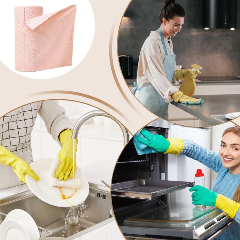 Pink Microfiber Towel Roll 30 Pieces Reusable Ultra Absorbent for Home Car Office Cleaning - Image 5