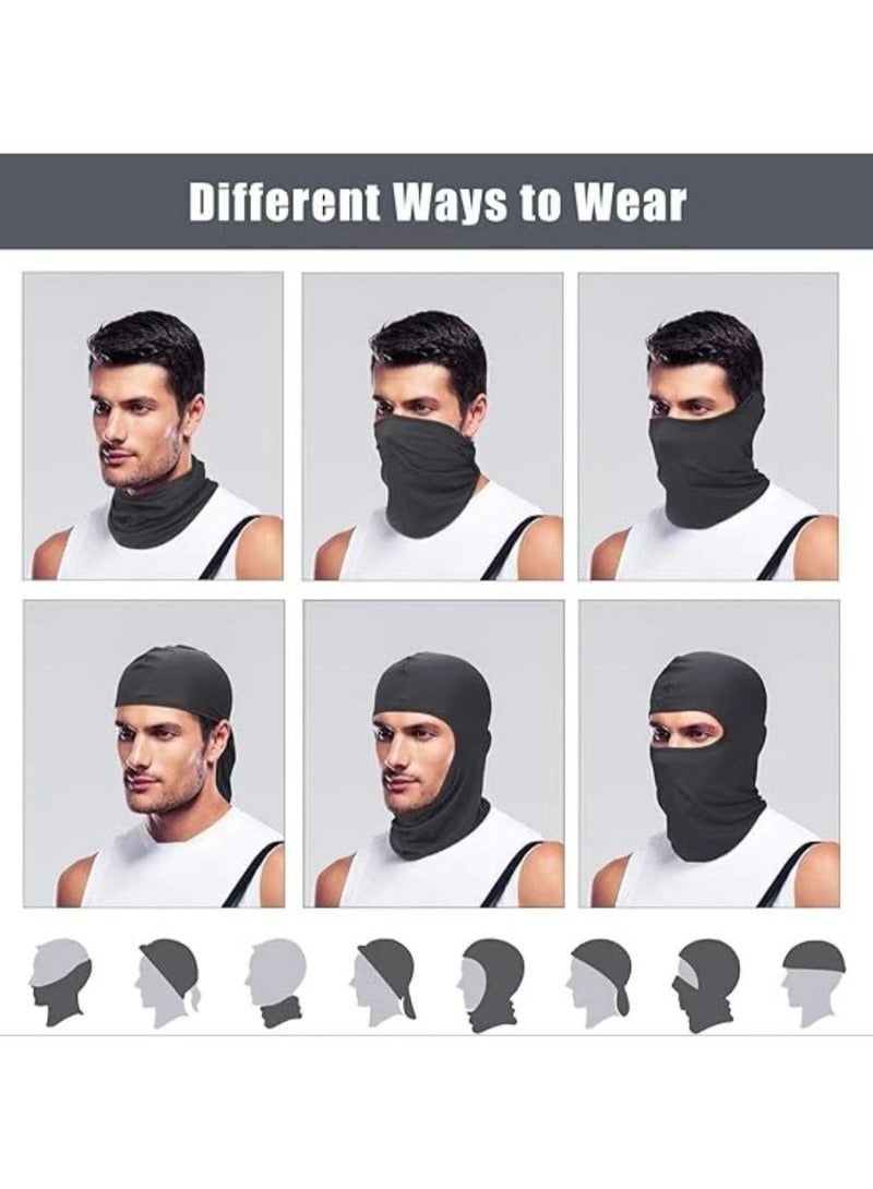 2Pcs Balaclava Face Mask UV Protection Ice Silk for Men Women Sun Hood Cycling, Climing, Running (Black+Grey) - Image 5