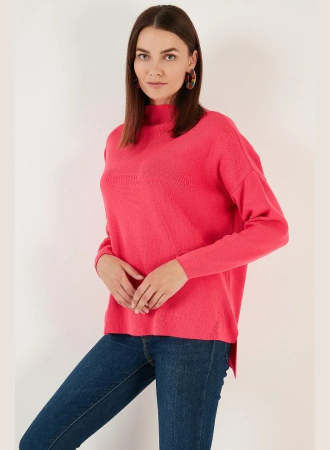ليلا Lela Long Back Stand Collar Thin Knit Sweater Women's SWEATER 4615002