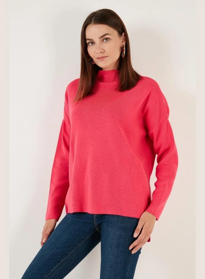 ليلا Lela Long Back Stand Collar Thin Knit Sweater Women's SWEATER 4615002