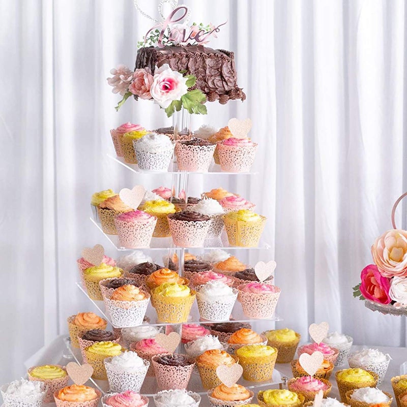 WUWEOT 150 Pack Cupcake Wrappers, Little Vine Lace Laser Cut Liner, Paper Baking Cups for Wedding Party Birthday Baby Showers Decoration (Gold, White, Pink) - Image 3