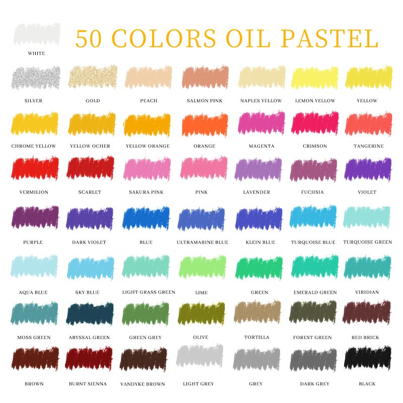 Artecho Oil Pastels Set of 50 Colors (8 x 60 mm), Soft Oil Pastels for Art Painting, Drawing, Blending, Art Supplies for Artists, Teachers - Image 2