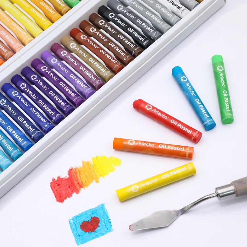 Artecho Oil Pastels Set of 50 Colors (8 x 60 mm), Soft Oil Pastels for Art Painting, Drawing, Blending, Art Supplies for Artists, Teachers - Image 4
