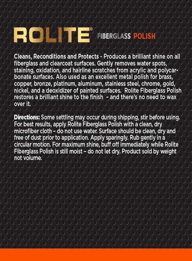 Rolite Fiberglass Polish, 4.5oz, Removes Water Spots, Staining, Oxidation & Hairline Scratches from Boats, Clearcoat, Acrylic and Polycarbonate, Effective for Deep Cleaning Fiberglass - Image 2